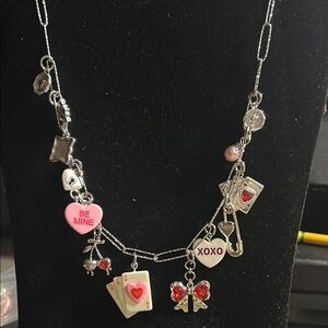Hand Picked Custom Made Silver and Pink Charm Necklace